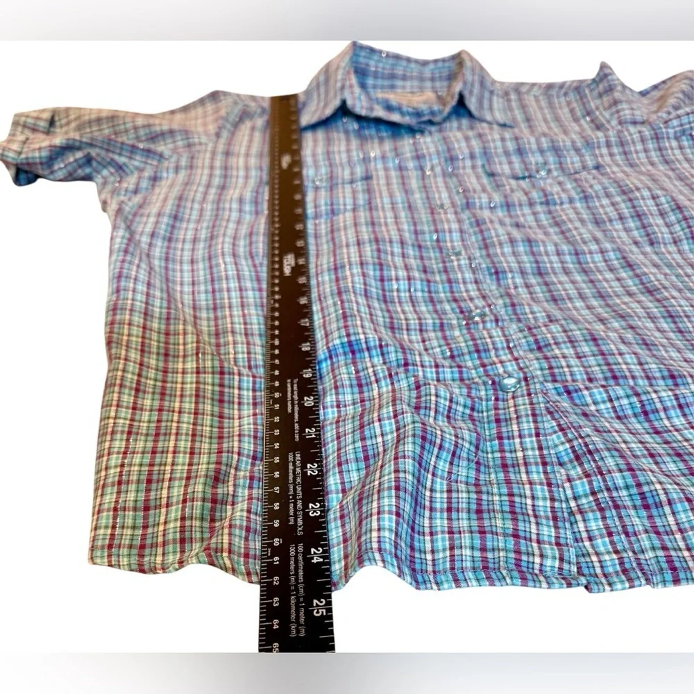 Wrangler Turquoise and Purple Plaid Pearl Snap Shirt, ladies Large‎ 2 for $30